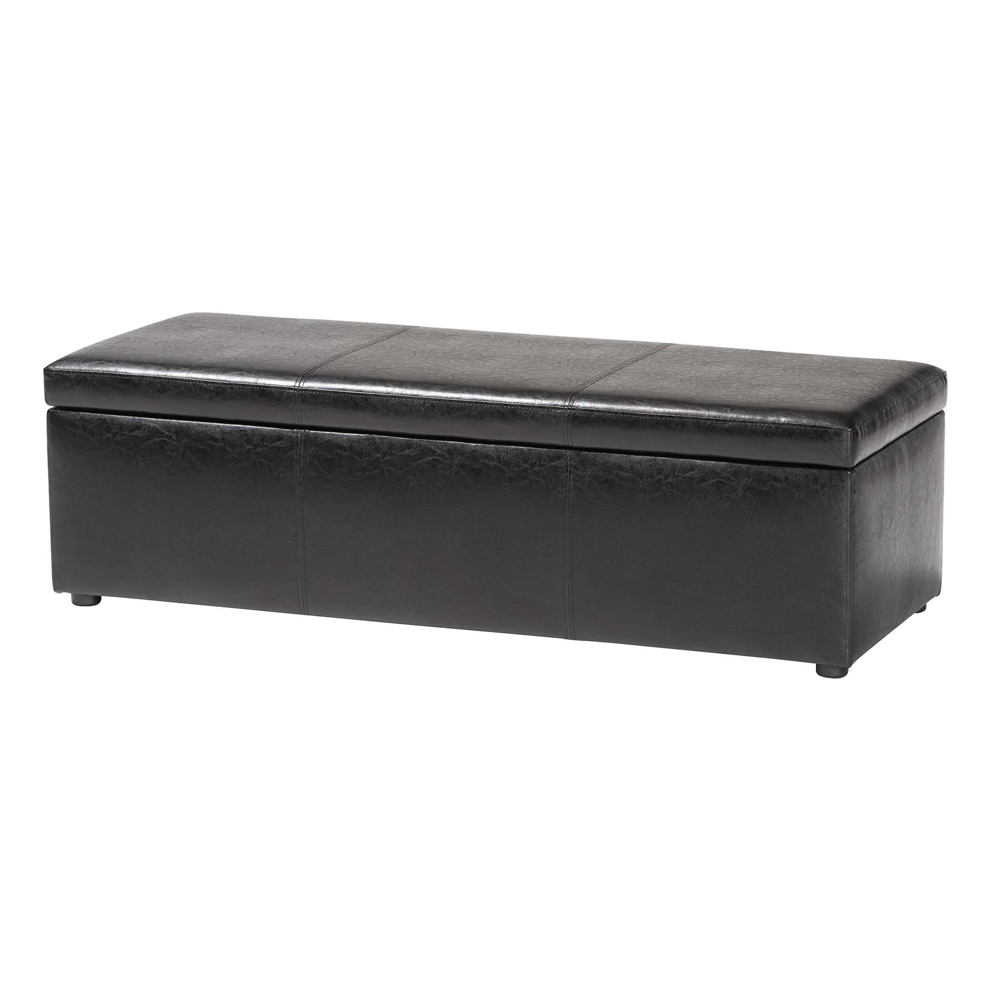 Baxton Studio Dennehy Black Modern Ottoman Affordable modern furniture in Chicago, Dennehy Dark Brown Modern Ottoman, Living Room Furniture Chicago