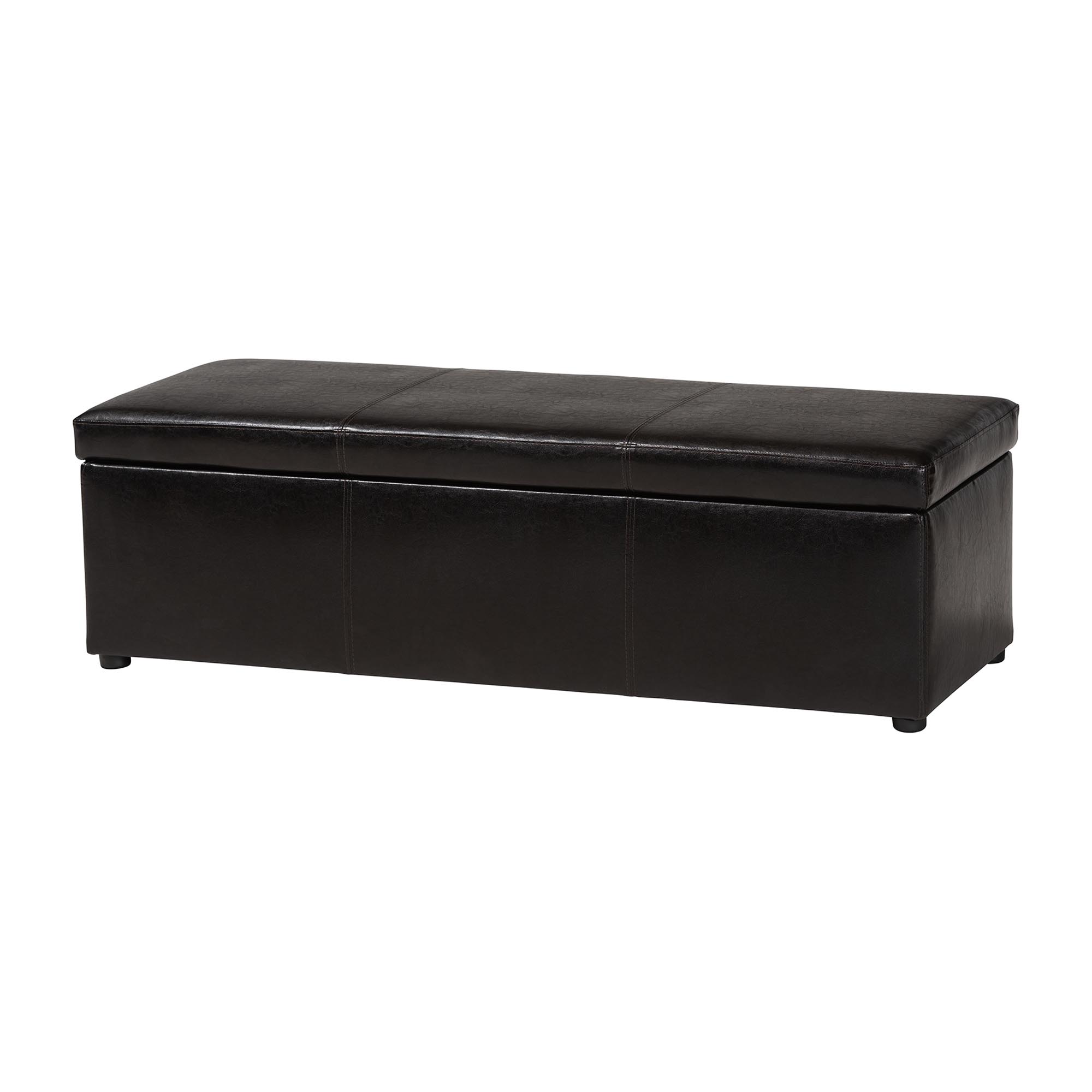 Baxton Studio Dennehy Dark Brown Modern Ottoman Affordable modern furniture in Chicago, Dennehy Black Modern Ottoman, Living Room Furniture Chicago