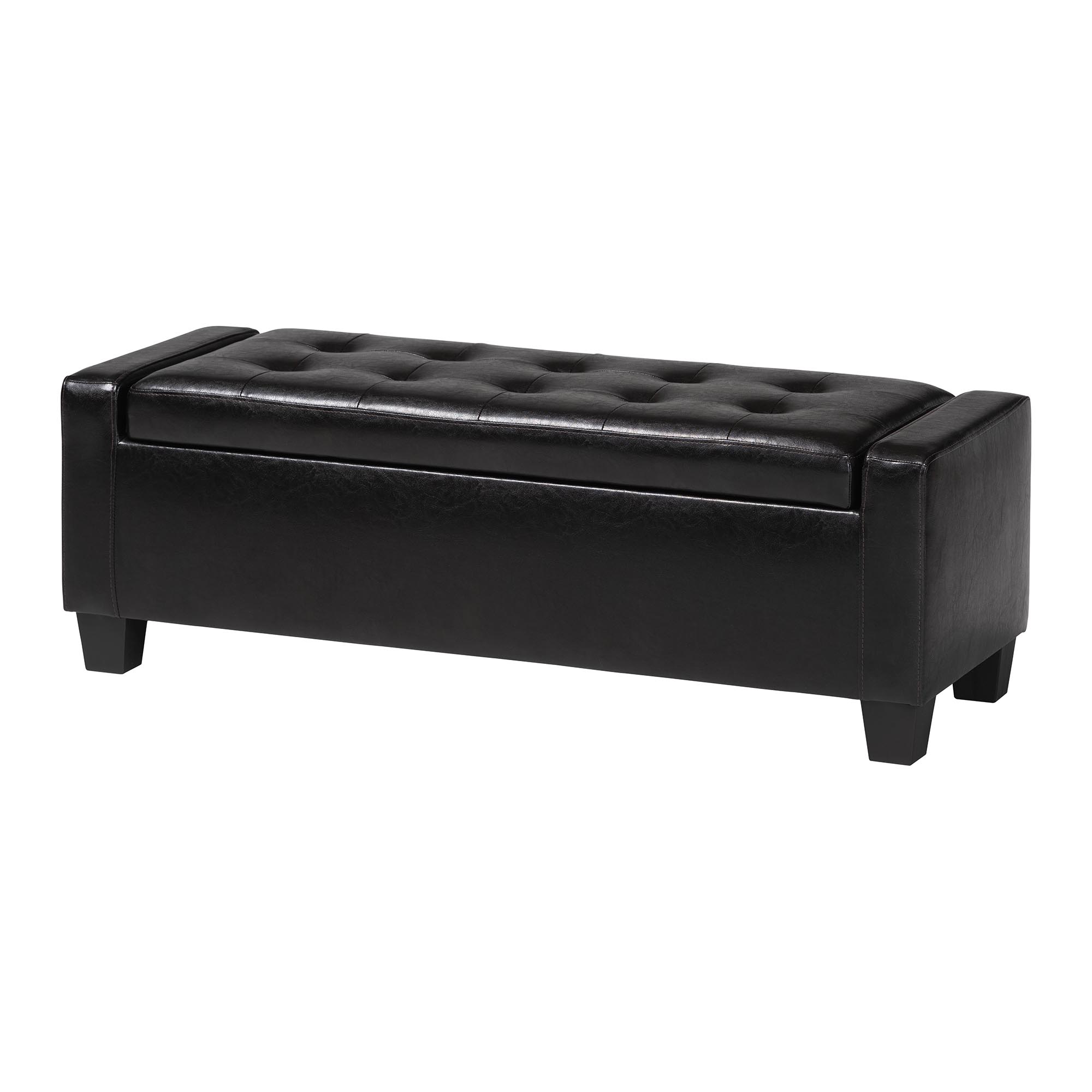 Baxton Studio Manchester Ottoman-Brown Ottoman, Storage, Contemporary, Dark Brown, Bonded Leather, Wood Frame