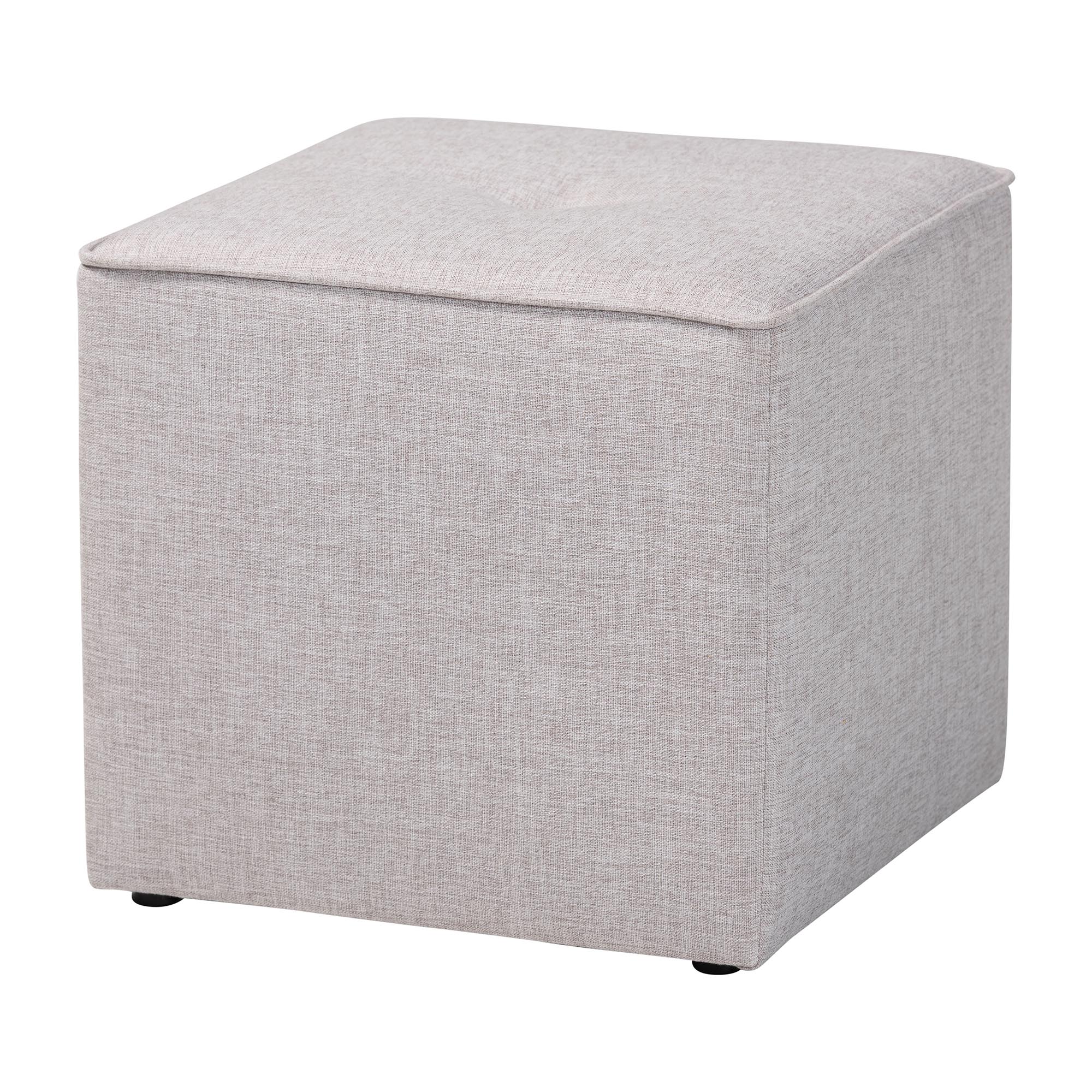 Baxton Studio Corinne Modern and Contemporary Light Grey Fabric Upholstered Ottoman Affordable modern furniture in Chicago, classic living room furniture, modern ottoman, cheap ottomans