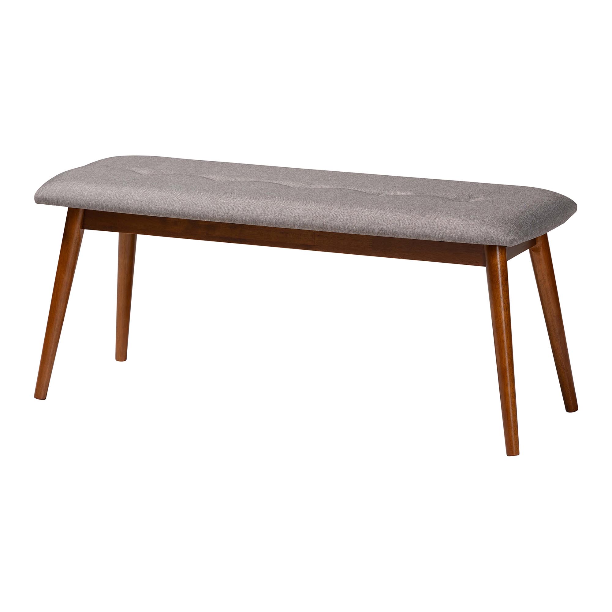 Baxton Studio Flora II Mid-Century Modern Light Grey Fabric Upholstered Medium Oak Finished Wood Dining Bench Affordable modern furniture in Chicago, classic dining room furniture, modern dining bench, cheap dining bench