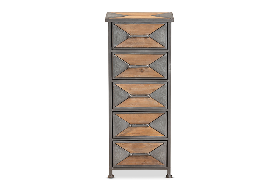 Baxton Studio Iver Rustic Oak Wood 1 Door TV Stand - View #7