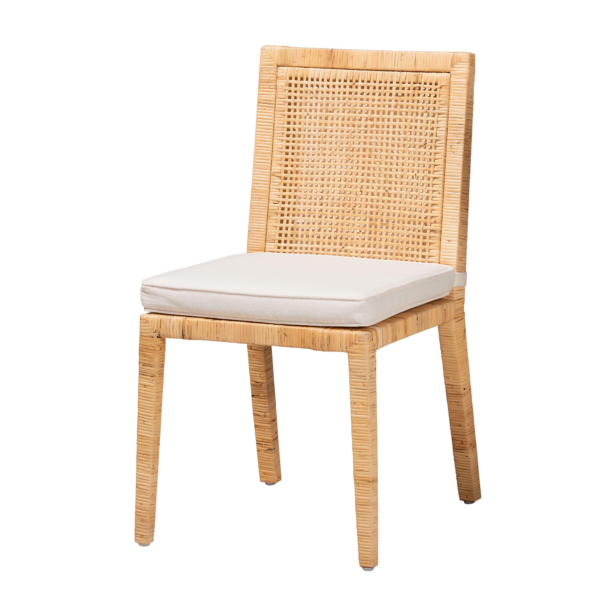 bali & pari Sofia Modern and Contemporary Natural Finished Wood and Rattan Dining Chair Affordable modern furniture in Chicago, classic dining room furniture, modern dining chairs, cheap dining chairs