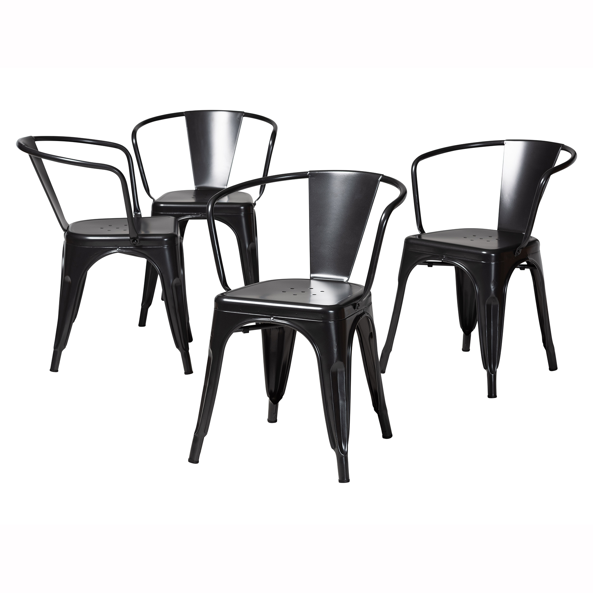 Baxton Studio Ryland Modern Industrial Dark Grey Finished Metal Dining Chair Affordable modern furniture in Chicago, classic dining room furniture, modern dining chairs, cheap dining chairs