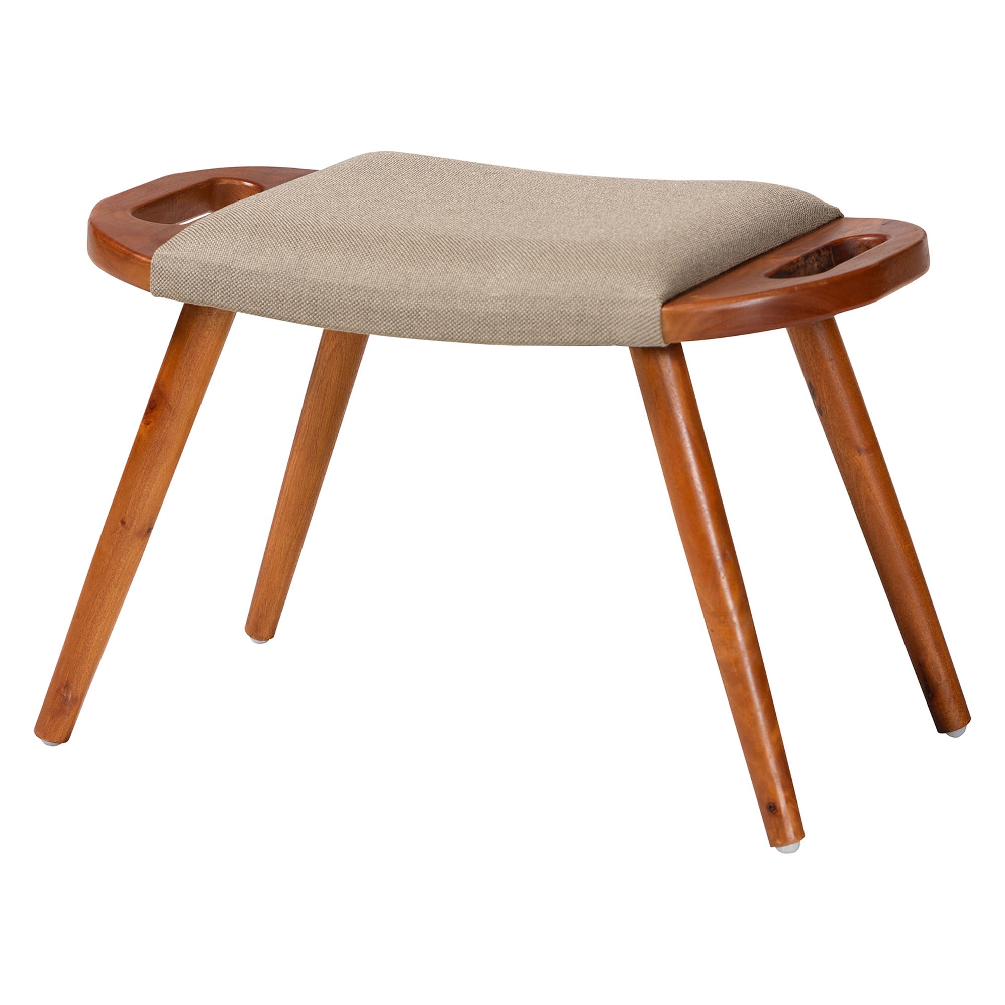 Baxton Studio Banner Mid-Century Modern Light Brown Fabric Upholstered and Oak Brown Finished Wood Accent Bench Affordable modern furniture in Chicago, classic living room furniture, modern storage ottoman, cheap storage otttoman