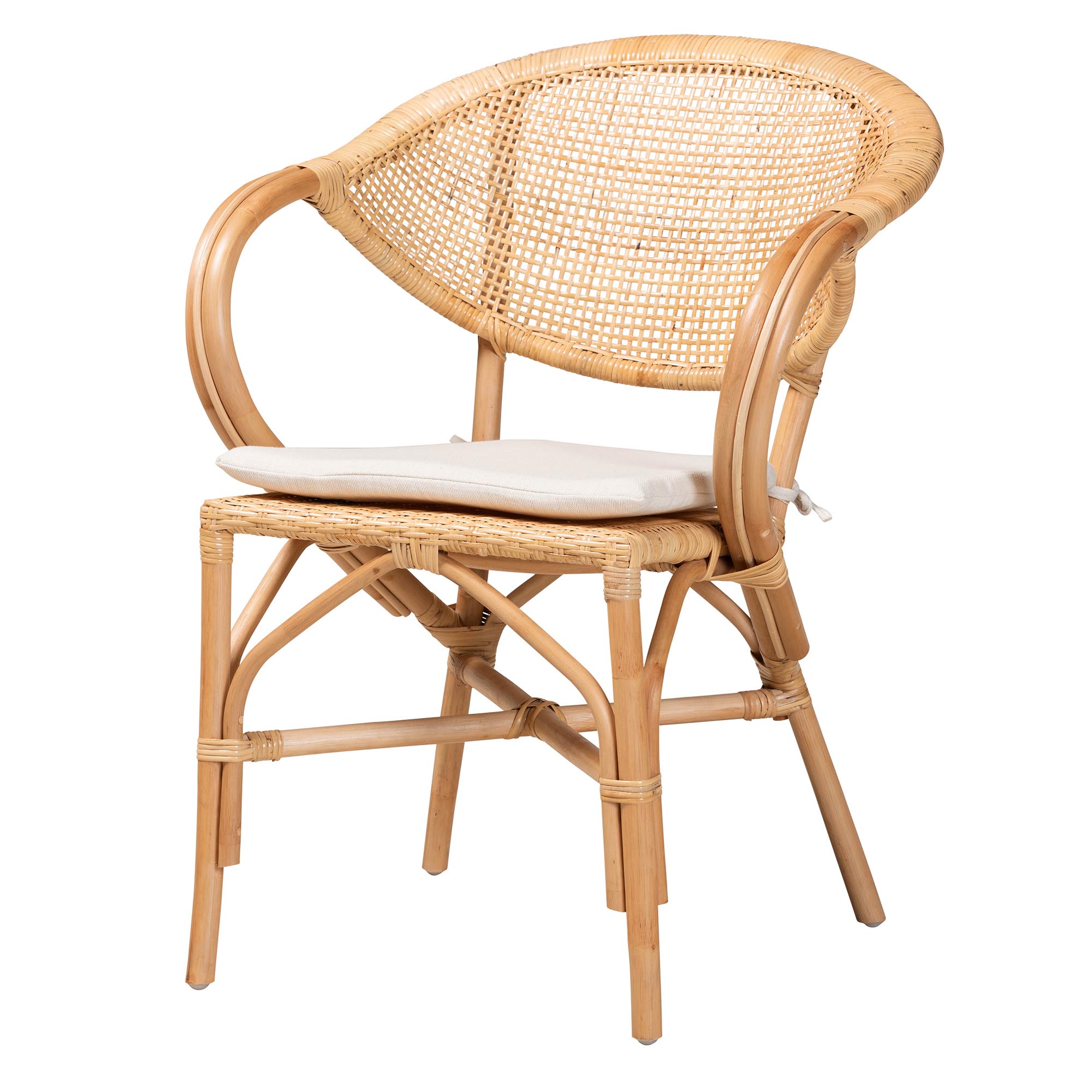 bali & pari Varick Modern Bohemian Natural Brown Finished Rattan Dining Chair Affordable modern furniture in Chicago, classic dining room furniture, modern dining chairs, cheap dining chairs