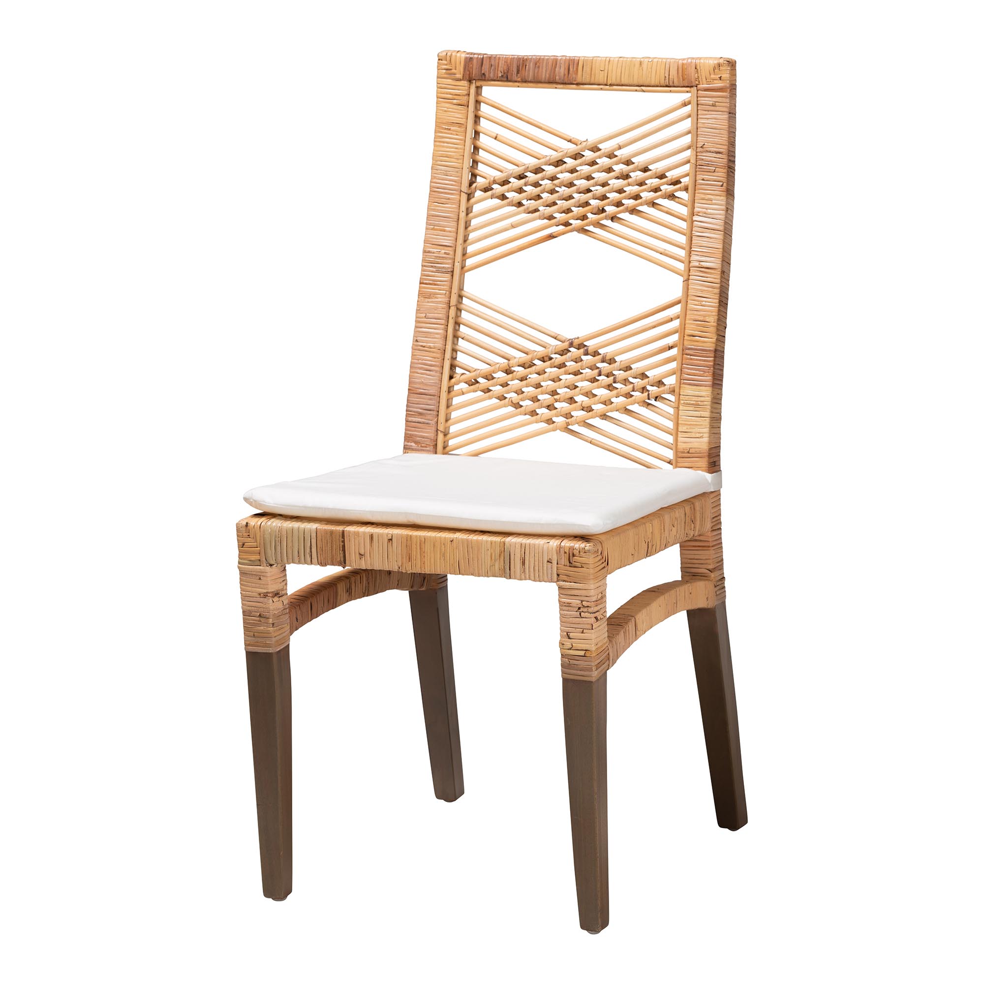 bali & pari Poltak Modern Bohemian Natural Brown Rattan Dining Chair Affordable modern furniture in Chicago, classic dining room furniture, modern dining chairs, cheap dining chairs