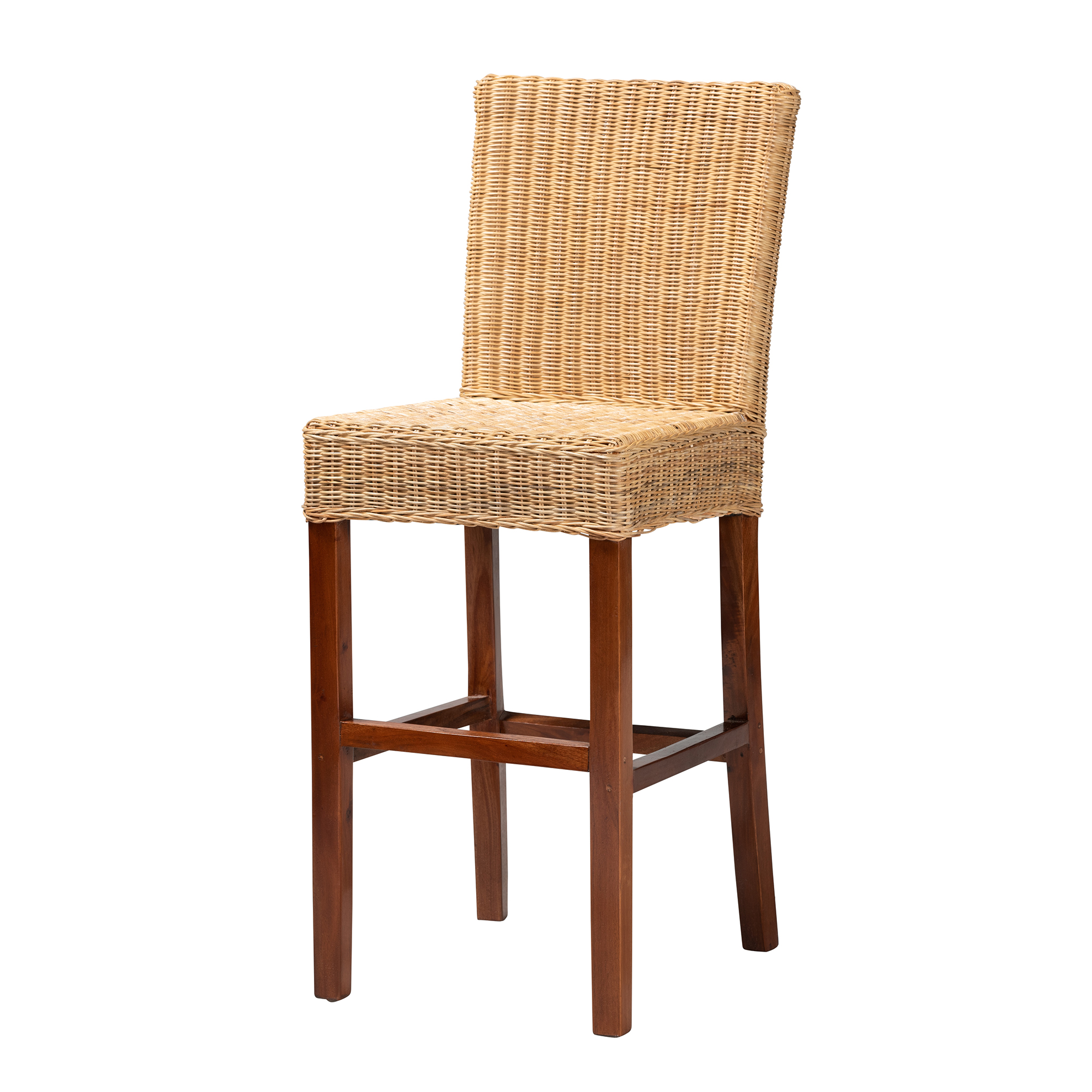 Baxton Studio Racquel Modern Bohemian Natural Rattan and Mahogany Wood