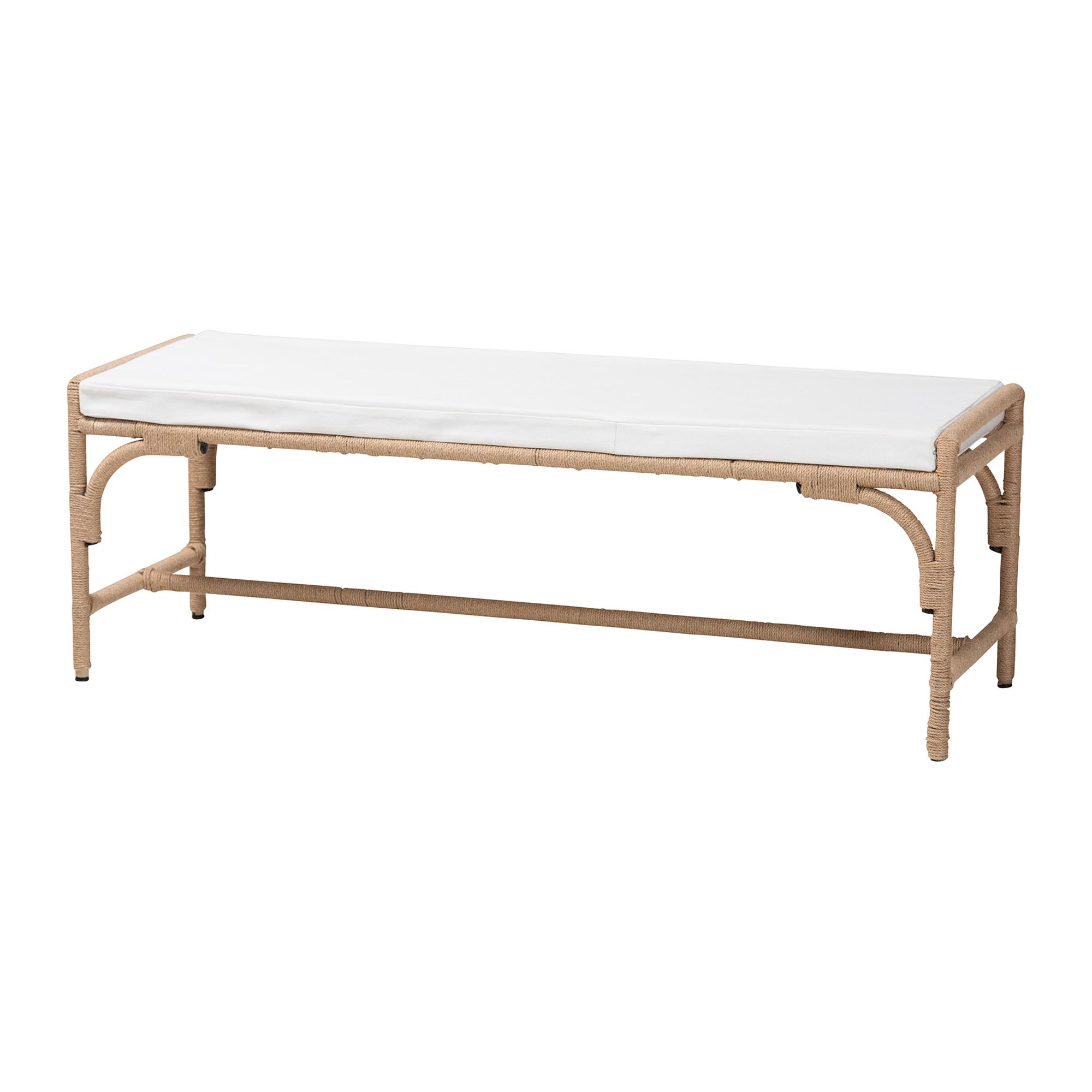 bali & pari Nasim Modern Bohemian Natural Jute and Metal Accent Bench Affordable modern furniture in Chicago, classic living room furniture, modern ottoman, cheap ottoman