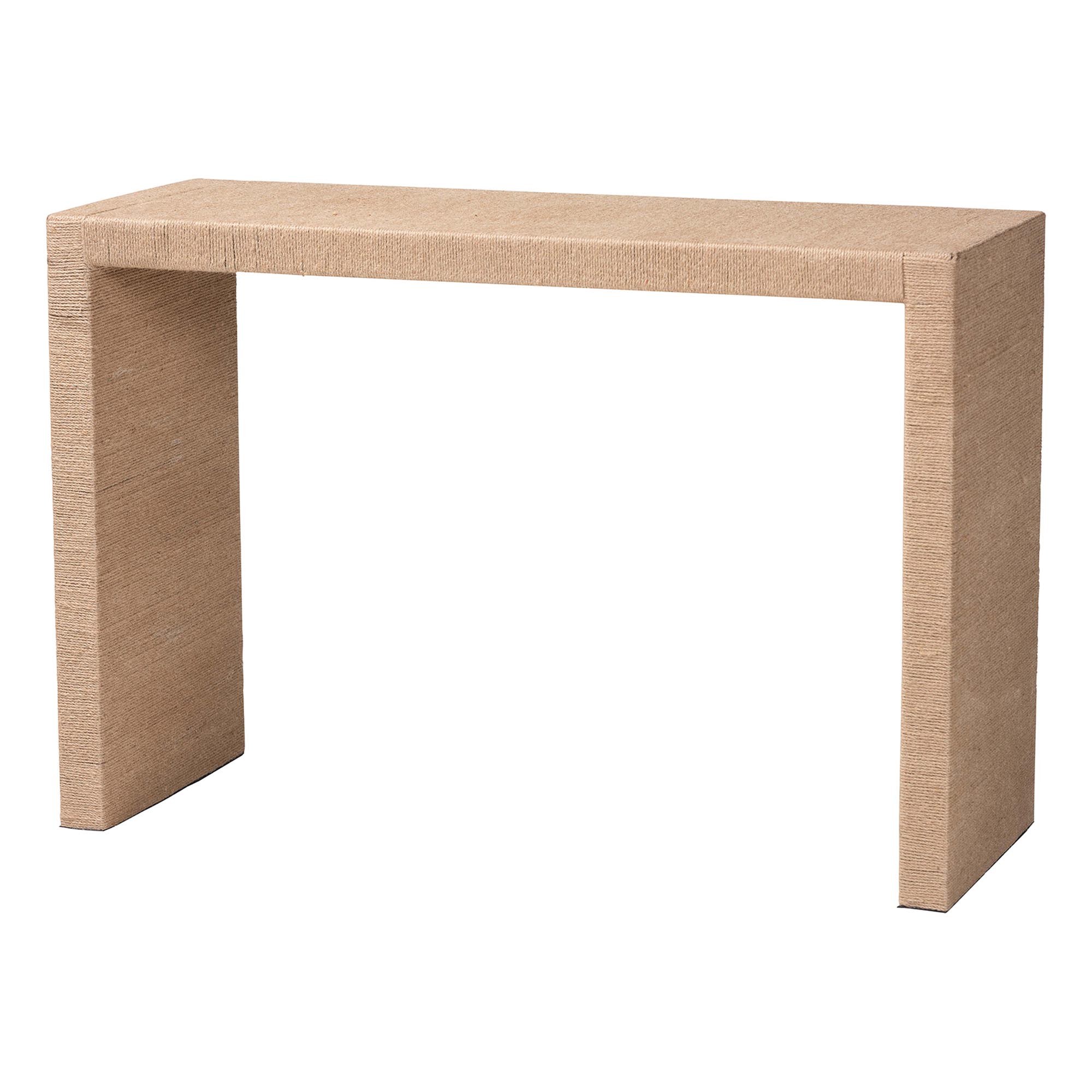 bali & pari Colandra Modern Bohemian Natural Brown Jute and Wood Console Table Affordable modern furniture in Chicago, classic living room furniture, modern console table, cheap console table