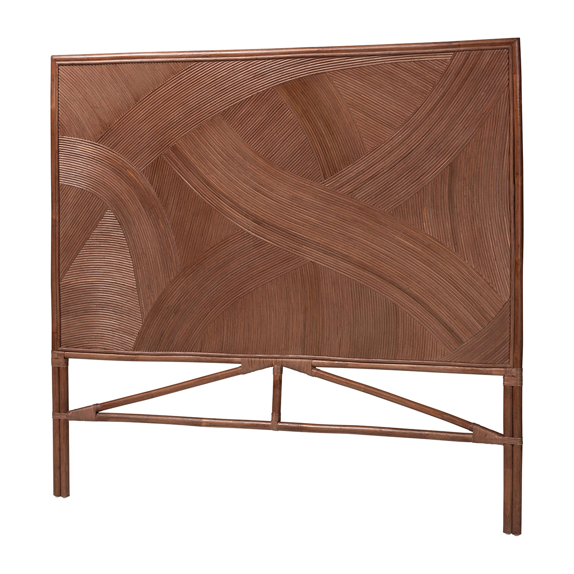 bali & pari Elettra Bohemian Dark Brown Rattan Queen Size Standalone Headboard Affordable modern furniture in Chicago, classic twin headboard, modern twin headboard, cheap twin headboard