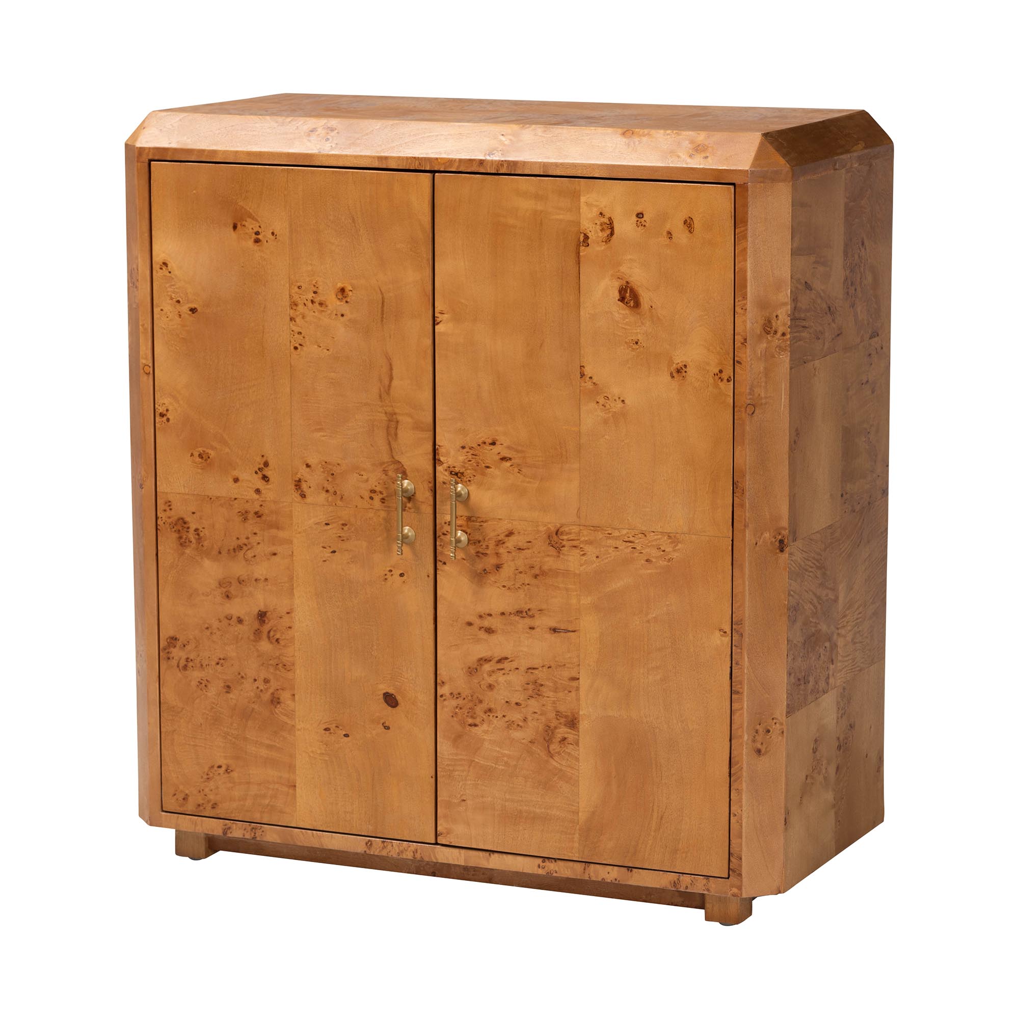 bali & pari Valora Modern and Contemporary Natural Mappa Real Burl Wood 2-Door Console Cabinet Affordable modern furniture in Chicago, classic dining room furniture, modern sideboard, cheap sideboard