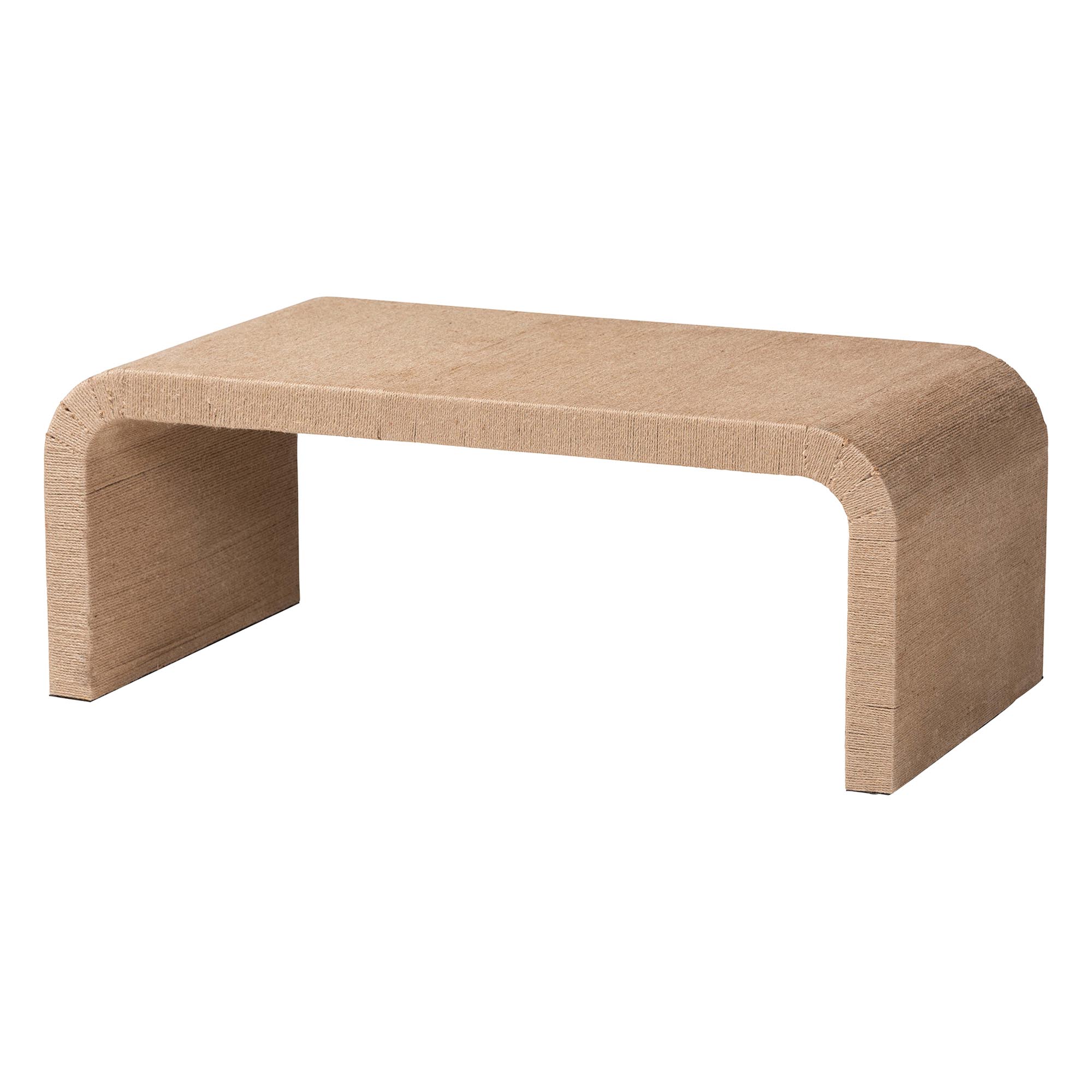 bali & pari Eviana Japandi Natural Jute Waterfall Coffee Table Affordable modern furniture in Chicago, classic living room furniture, modern coffee table, cheap coffee table