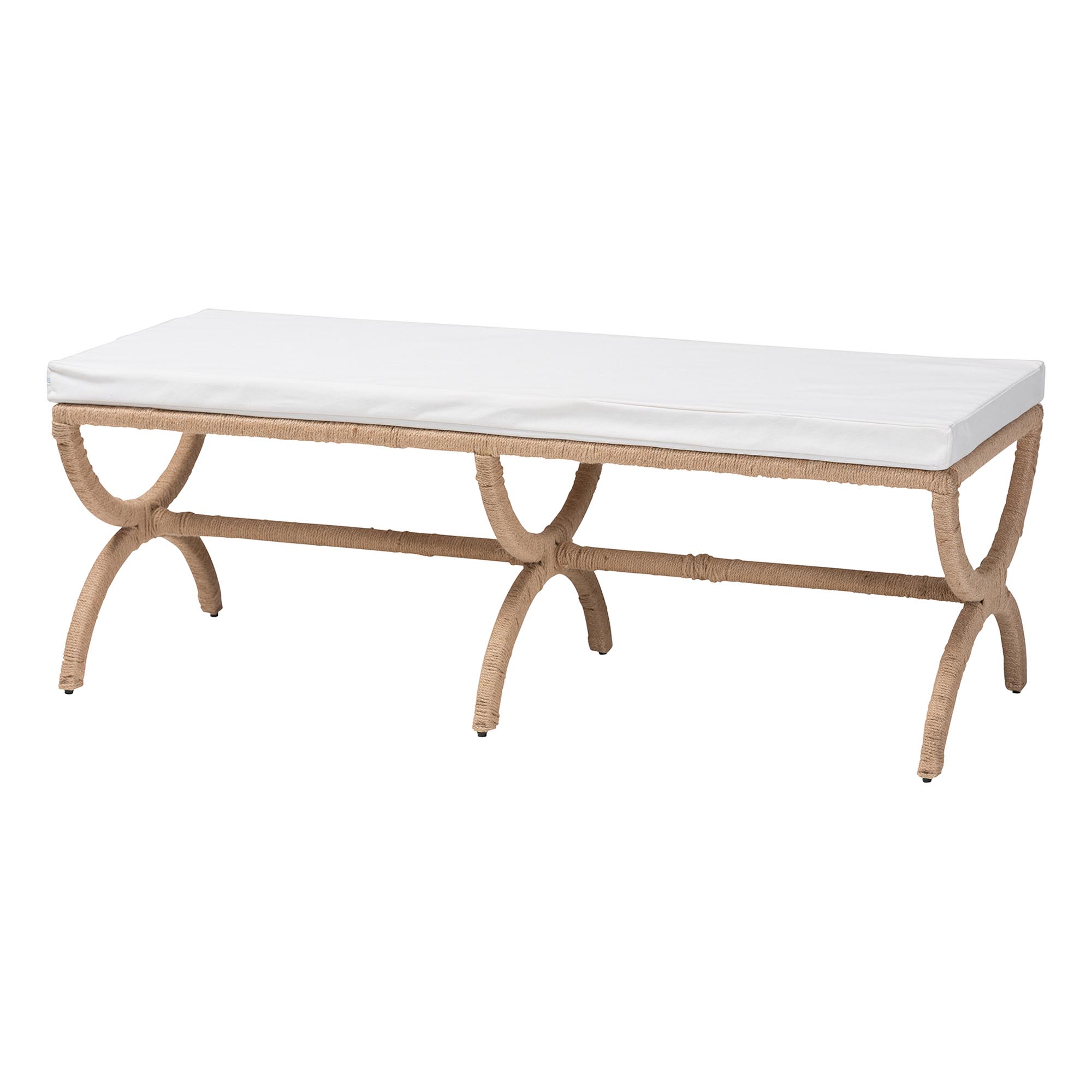 bali & pari Maliyah Japandi Natural Jute Accent Bench Affordable modern furniture in Chicago, classic living room furniture, modern ottoman, cheap ottoman