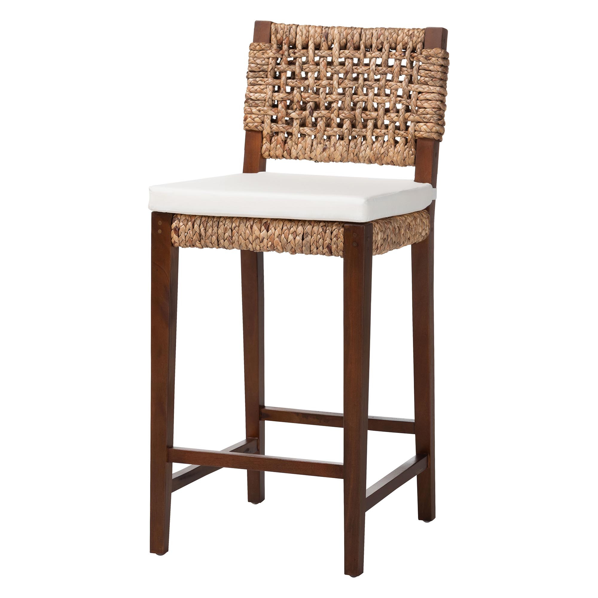 bali & pari Alise Handwoven Seagrass Bar Stool with Mahogany Wood Frame - Bar -Height Chair with Woven Back and Seat for Kitchen Island or Home Bar, Earthy Brown Affordable modern furniture in Chicago, classic bar furniture, modern bar stools, cheap bar stools