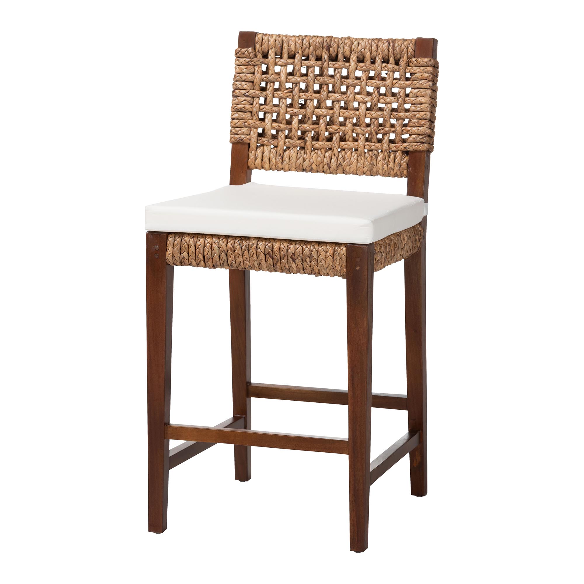 bali & pari Alise Handwoven Seagrass Counter Stool with Mahogany Wood Frame - Counter-Height Chair with Woven Back and Seat for Kitchen Island or Home Bar, Earthy Brown Affordable modern furniture in Chicago, classic bar furniture, modern counter stools, cheap counter stools