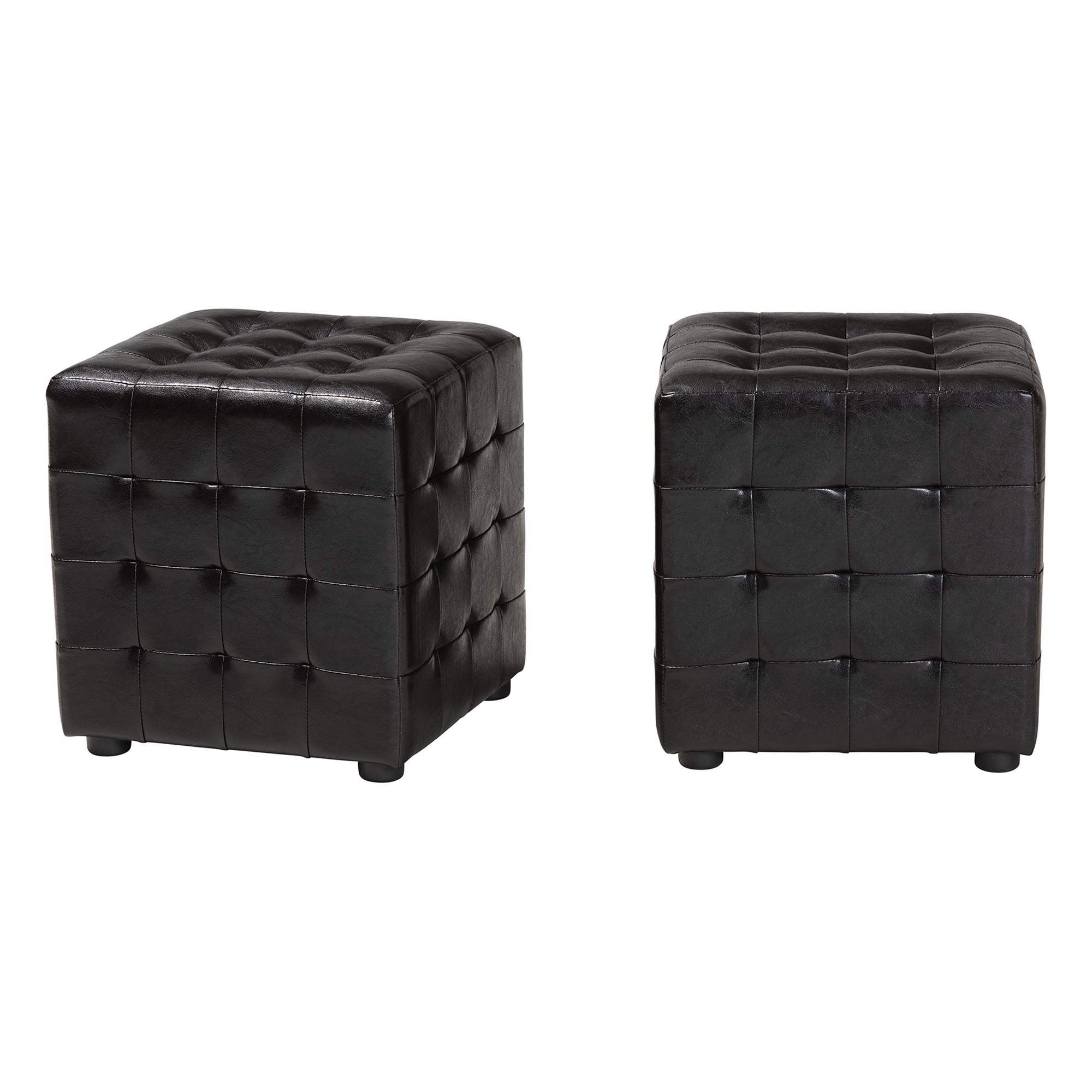 Baxton Studio Siskal Dark Brown Modern Cube Ottoman  (Set of 2) affordable modern furniture in Chicago, Living Room Furniture, Siskal Dark Brown Modern Cube Ottoman