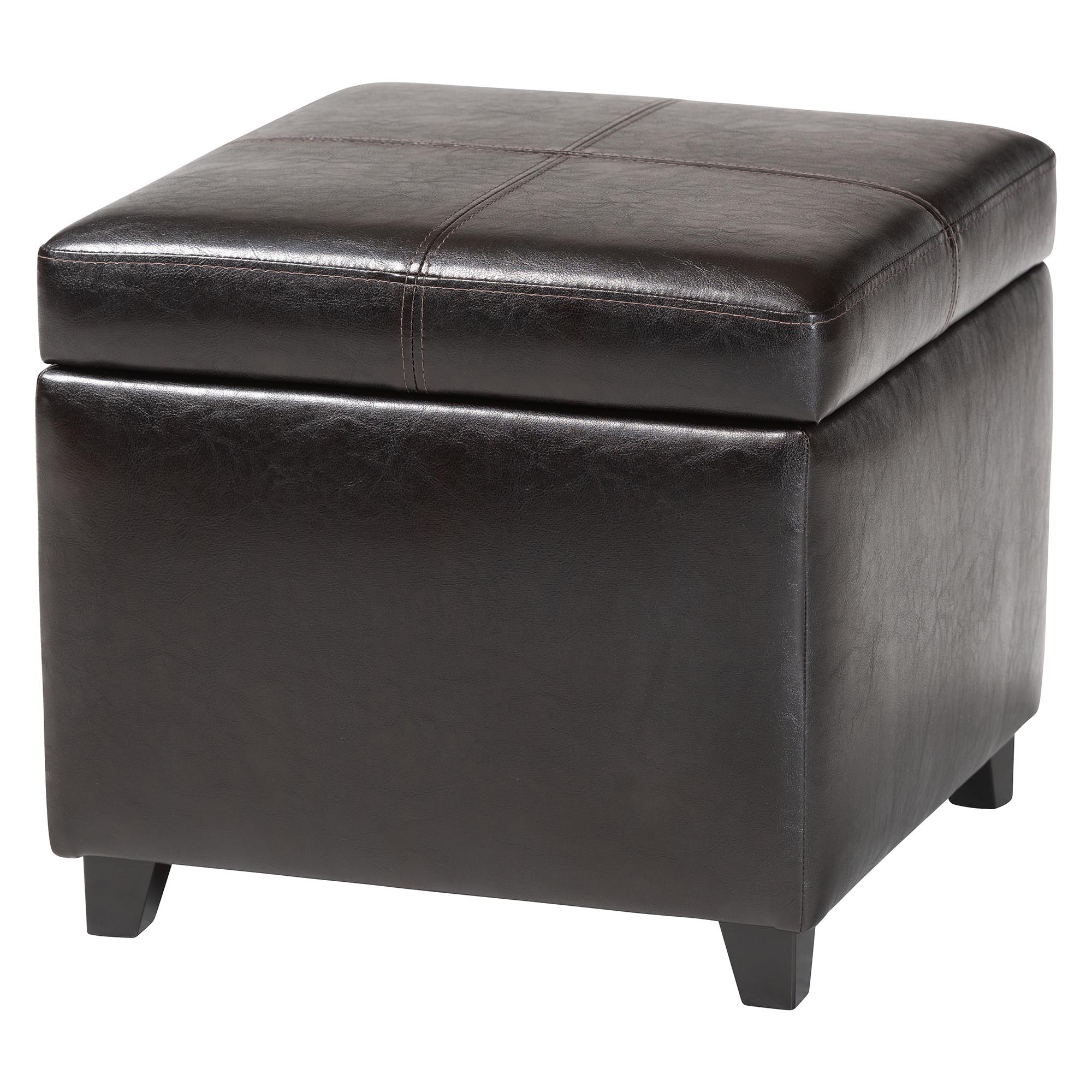 Baxton Studio Full Leather Storage Cube Ottoman affordable modern furniture in Chicago, Full Leather Storage Cube Ottoman, Living Room Furniture Chicago