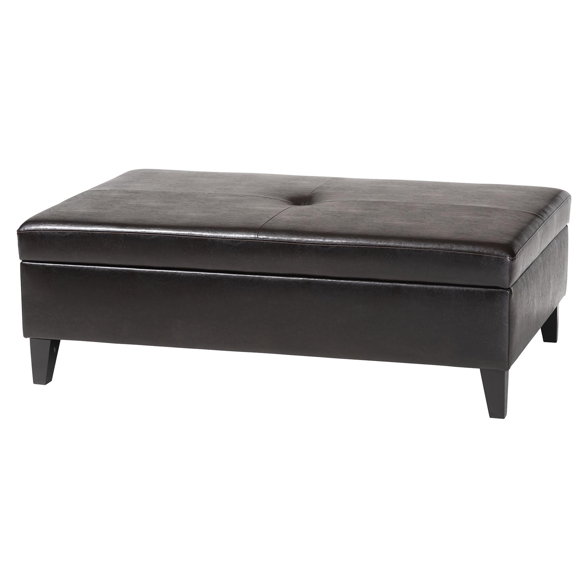 Baxton Studio Sandusky Large Dark Brown Storage Ottoman affordable modern furniture in Chicago, Large Dark Brown Storage Ottoman, Living Room Furniture Chicago